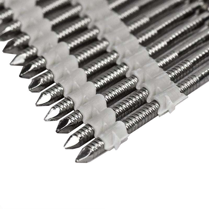 1000 Pointes en Bandes 34° - 70 mm x 2.8 34° Tête Bombée Inox A4 Annelée Liaison Plastique NORFIX NFX11414 A4