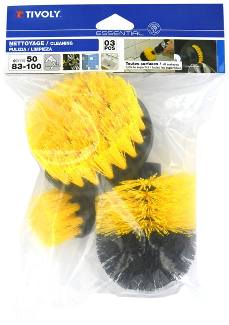 Tivoly   3 BROSSES POLYPROPYLENE MIXTES : PLATE & RONDE