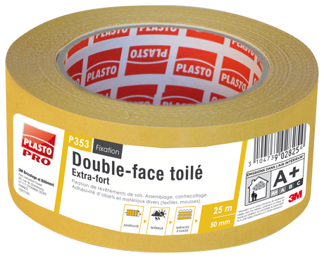 Double Face Toilé - P353 Crème 25m x 50mm