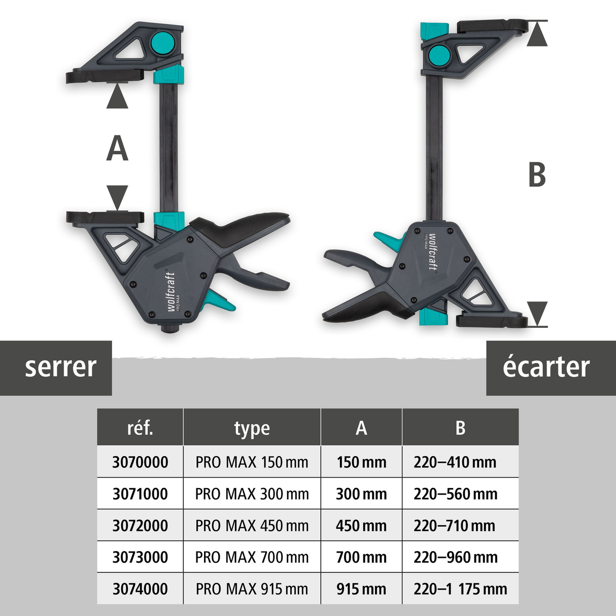 Serre joint à main PRO MAX 700mm - WOLFCRAFT - 3073000