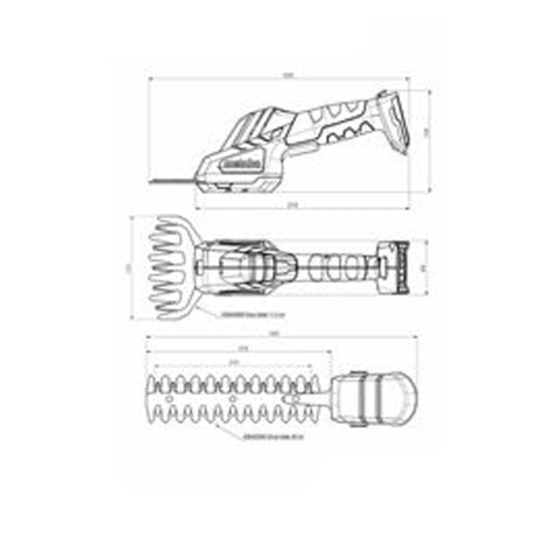 Taille-bordures METABO 12 V PowerMaxx SGS 12 Q 1x 2,0 Ah Li-Power, SC 30 + coffret