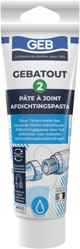 Pâte à joint non durcissante GEB Gebatout 2 pour raccords filetés métalliques 125ml - GEB - 103981
