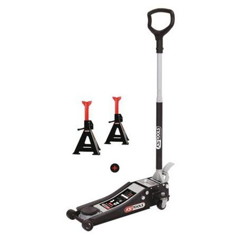 Lot d'un cric extra-bas acier ULTIMATE 2t + Chandelles 2t - KS TOOLS - 161.0367-A2