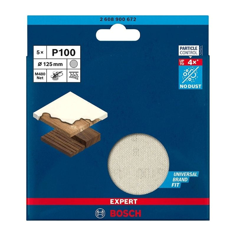 5 disques abrasifs BOSCH 2608900672 excentriques bois et peinture net M480 EXPERT Ø125 G100