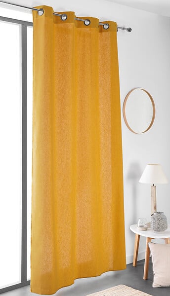 Rideau avec oeillets - Coton/Lin - Jaune ambitieux - 135x260cm