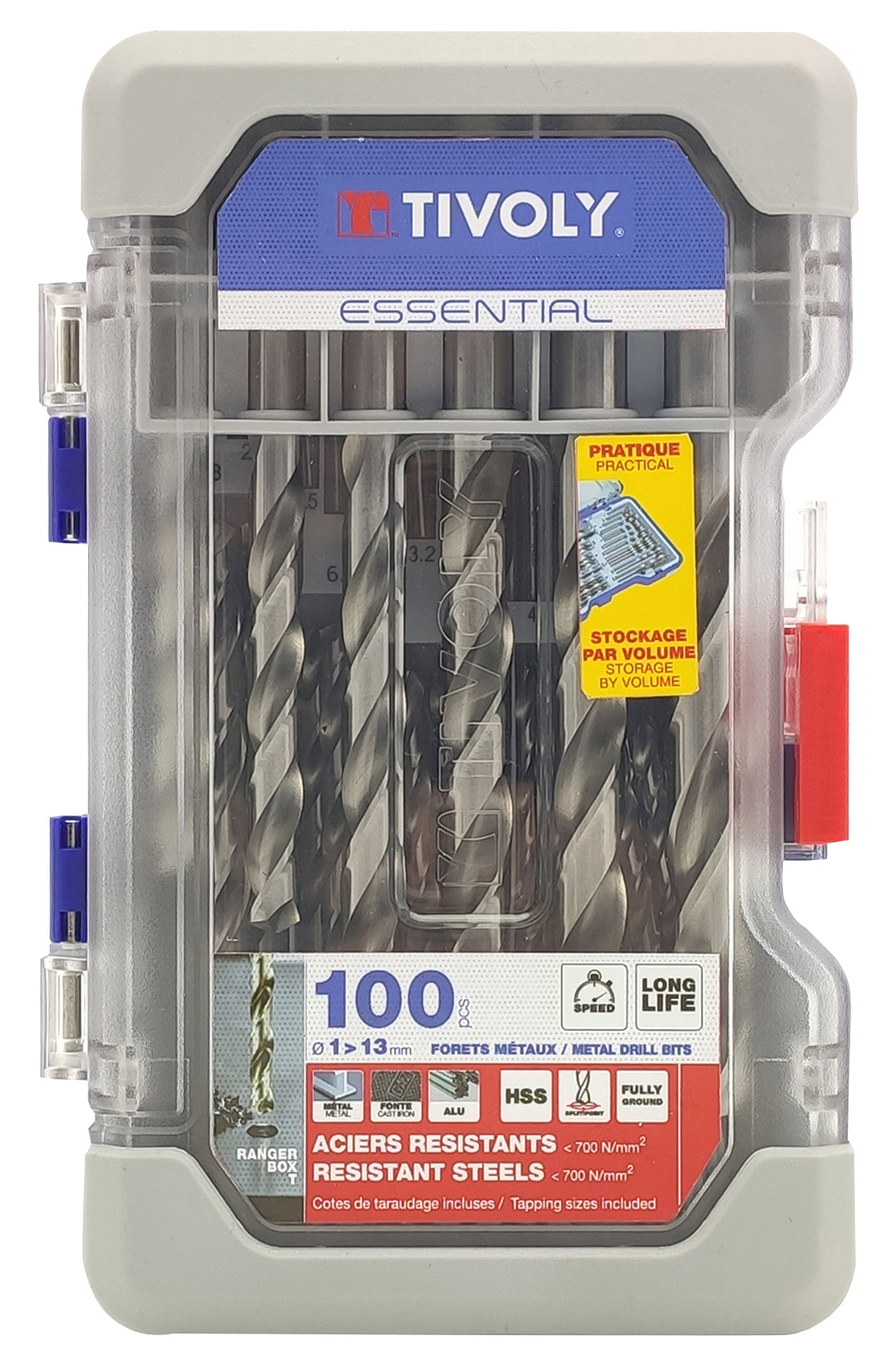 Tivoly 19 forets métaux HSS taillés meulés pointe en croix Ø 1 à 10mm par 0,5 mm