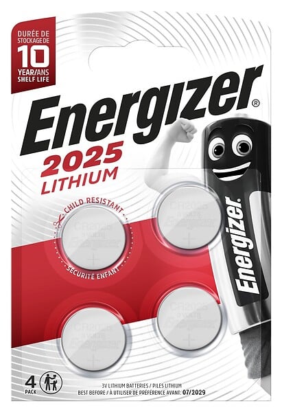 Lot de 4 Piles bouton Lithium CR2025