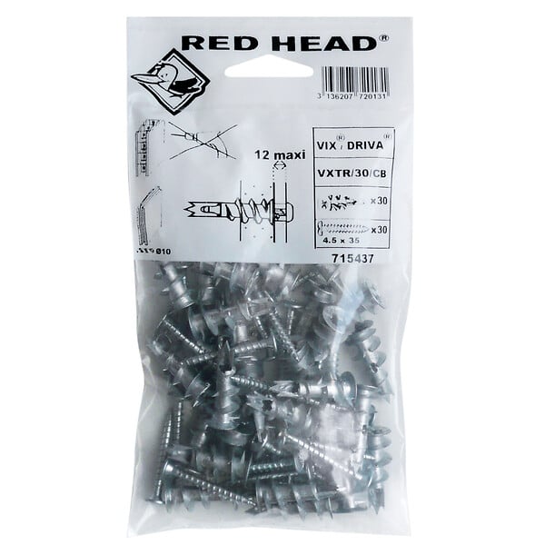 VXTR30/CB - Sachet de 30 chevilles Vix + v