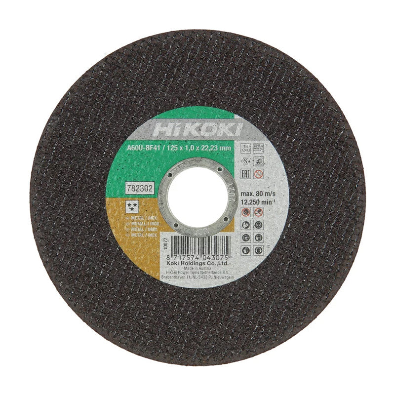 Lot de 10 disques à tronçonner inox Ø125 HIKOKI 782302 - ép.1 m.plat