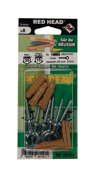 G8PI6 - Blister de 8 chevilles Grapex