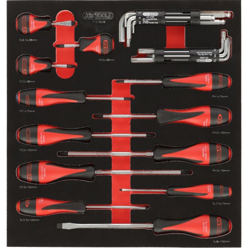 Composition d'outils 3 tiroirs pour servante, 158 pièces - KS TOOLS - 714.0158