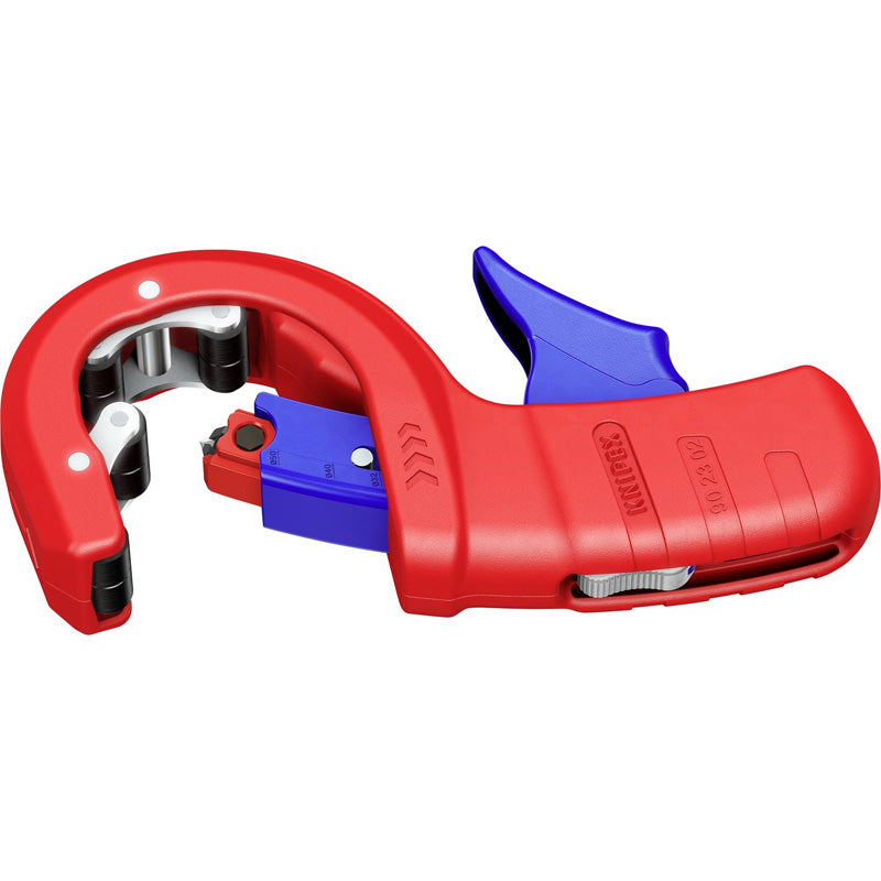 Coupe-tube pour tubes plastique à parois épaisses et chanfreinage en une seule étape KNIPEX - 902302BK