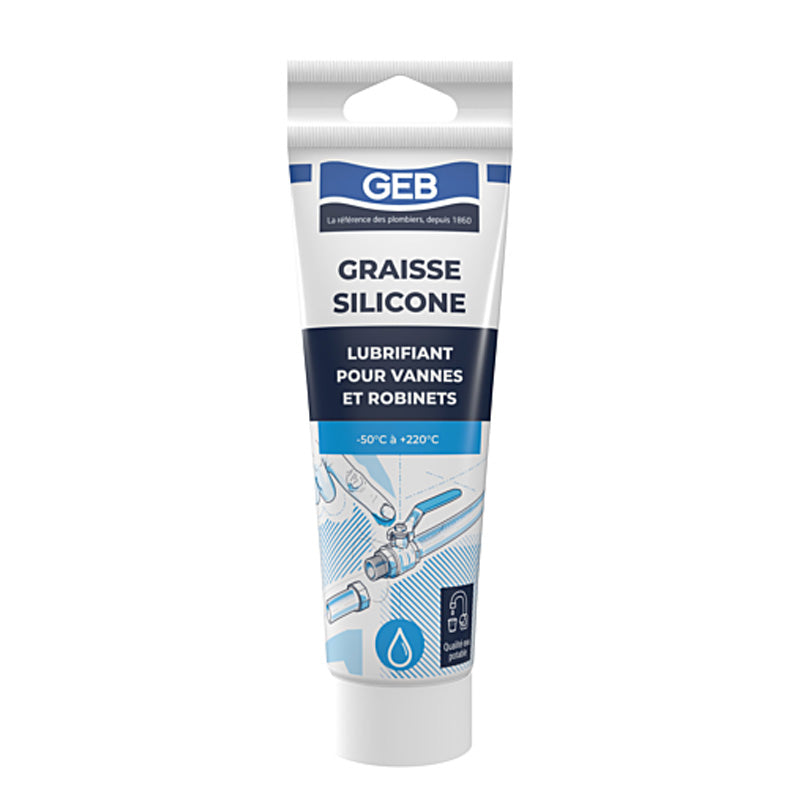 Graisse Silicone GEB lubrifiant pour robinetteries et sanitaires tube de 125ml Blanc