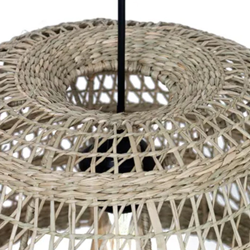 Abat-jour pour suspension Marin en herbes marines - diamètre 40 cm - marron