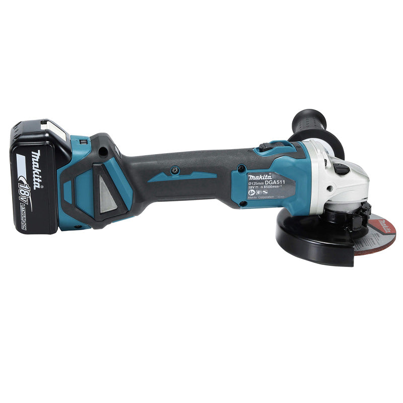 Meuleuse Ø125mm 18V Brushless MAKITA DGA511Z Frein, Vitesse variable - livré carton (vendu sans batterie)