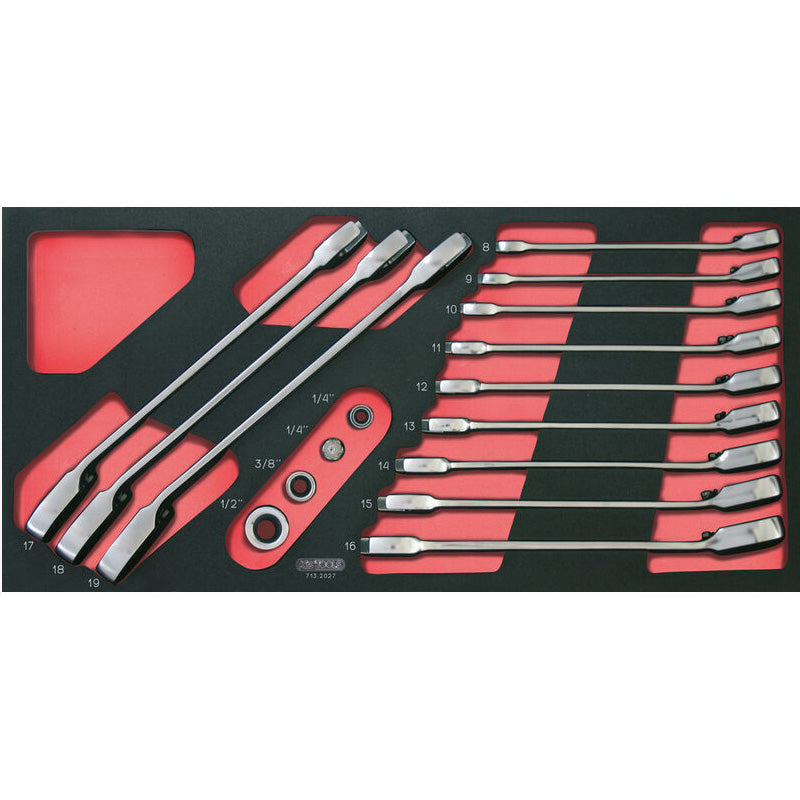 Module de clés mixtes à cliquet réversible GEARplus® avec adaptateurs, 16 pièces - KS TOOLS - 713.2027