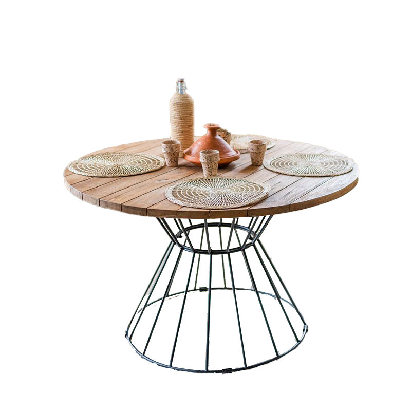 CEZARE Table Paul - 4 à 6 places - 79 x 120 x 120 cm - metal & teck - bois & noir