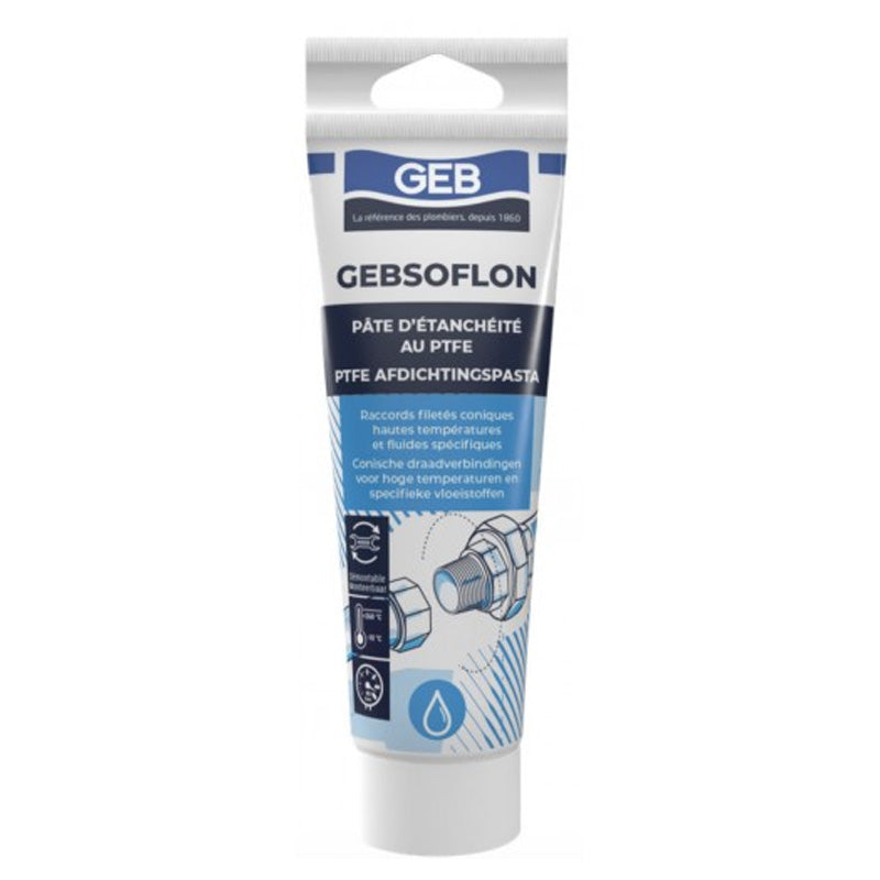 Pâte d'étanchéité au PTFE GEB GEBSOLFLON pour raccords filetés coniques 125g