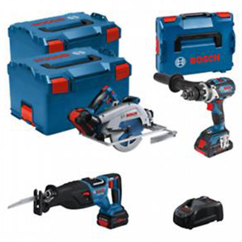 Pack 3 outils 18V BOSCH : GSB 18V-110C + GKS 18V-68GC + GSA 18V-28 + 1 batterie 4,0 Ah (ProCORE) + 2 batteries 5,5 Ah (ProCORE) + GAL 1880CV (L)