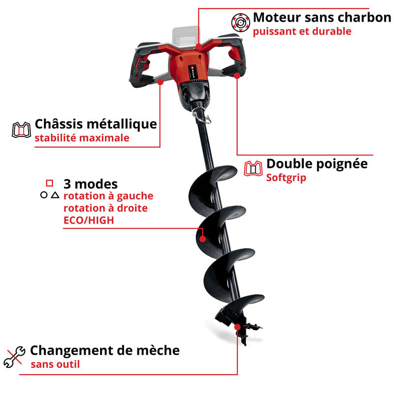 Tarière sans fil GP-EA 18/150 Li BL-Solo Power X-Change 18 V EINHELL 3437000 (Produit seul)
