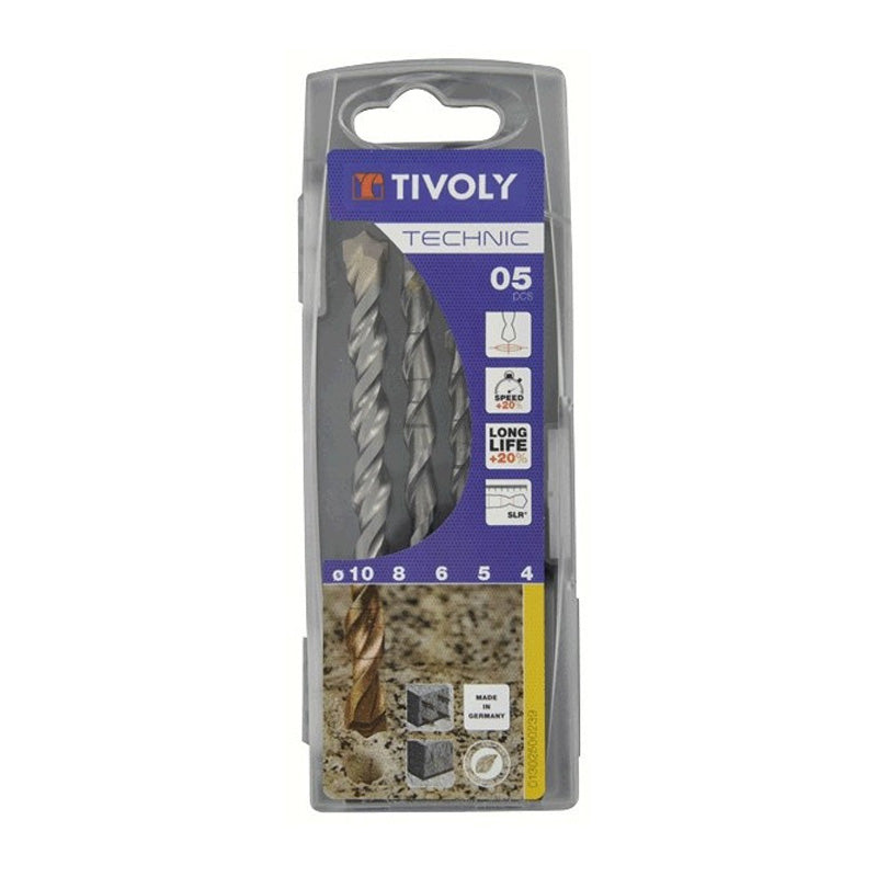 Tivoly 5 forets béton gradués SLR Ø 4 à 10mm