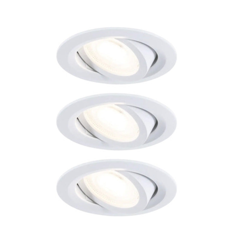 x3 Encastré Calla LED orientable 30° - Paulmann - D90mm - 5,2W - 598lm - 4000K - grad - 230V - BBC/IP65 - Lot de 3
