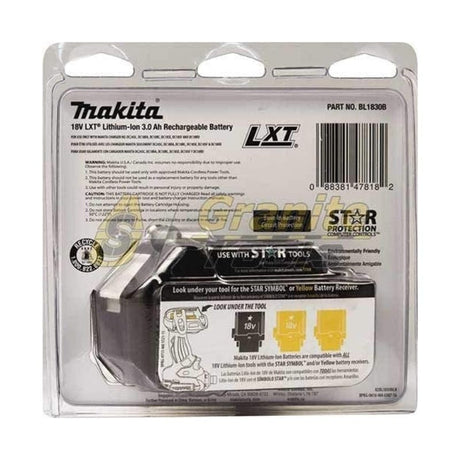 Batterie MAKITA BL1830B Li-Ion 18 V 3,0 Ah 632G12-3 (avec indicateur de niveau de charge)