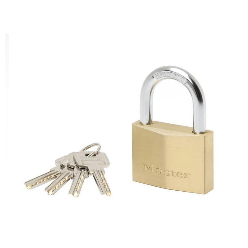 Cadenas à clé laiton massif MASTER LOCK 60mm anse d.9xh.36mm 6 goupilles 4 clés