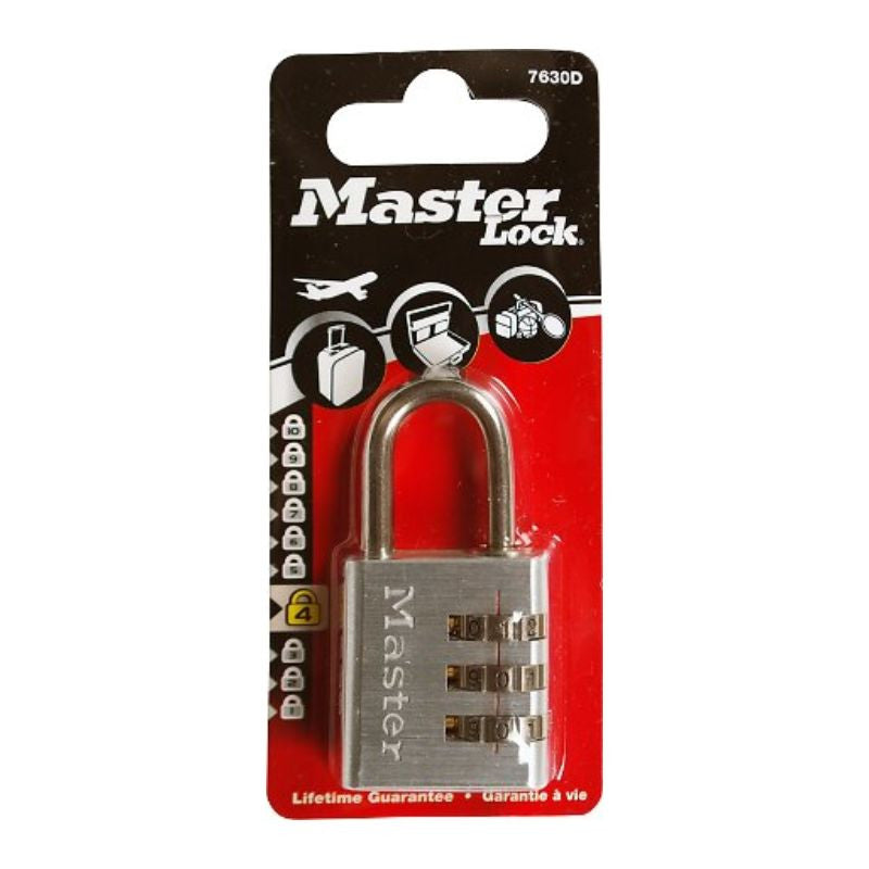 Cadenas à combinaison programmable MASTER LOCK chrome 30mm anse d.5xh.24mm