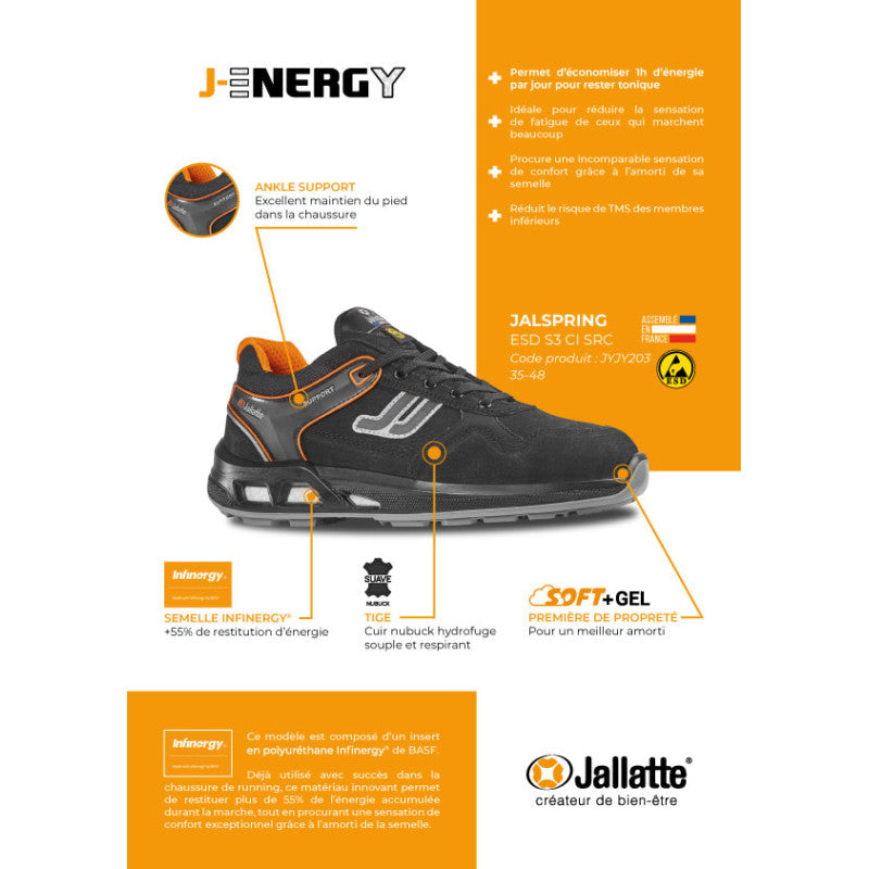 Chaussures de sécurité basse JALLATTE JALSPRING SAS S3 CI SRC