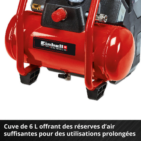 Compresseur sans fil 36V 6 litres EINHELL TE-AC 36/6/8 Li OF Set - Solo Power X-Change - produit nu