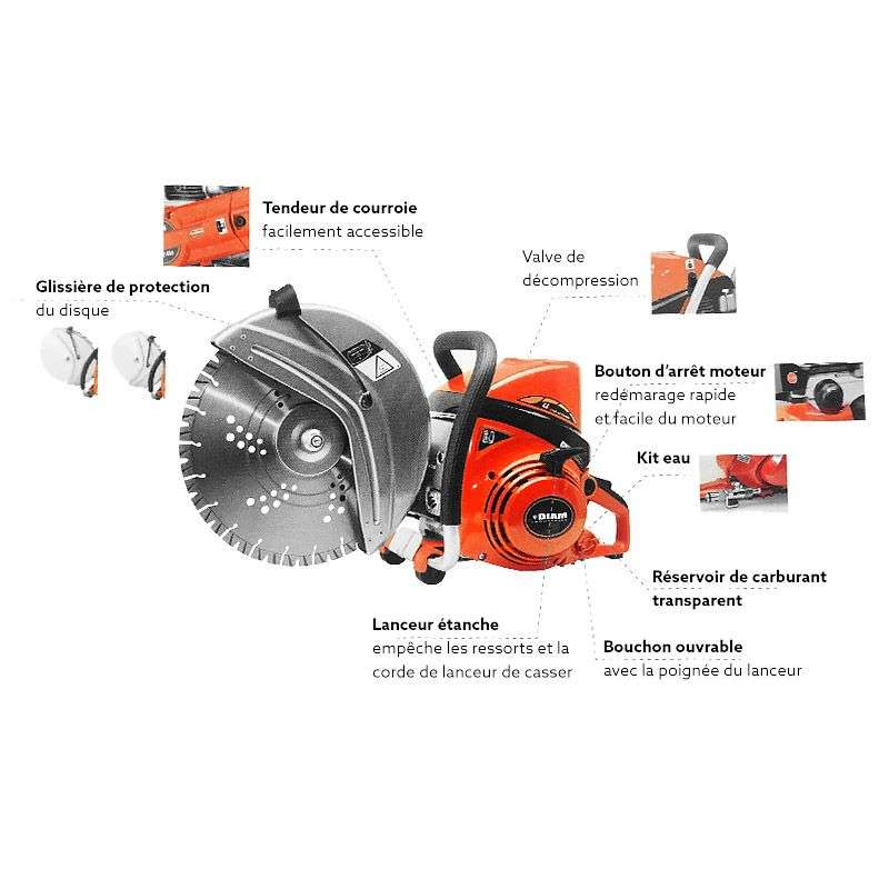 Découpeuse thermique DIAM INDUSTRIES EC741S avec 3 disques BS60350/20