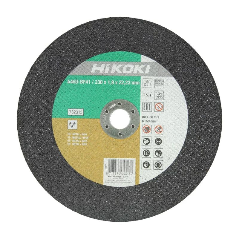 Lot de 10 Disques à tronçonner inox Ø230 HIKOKI 782315 ép.1.9 m.déporté