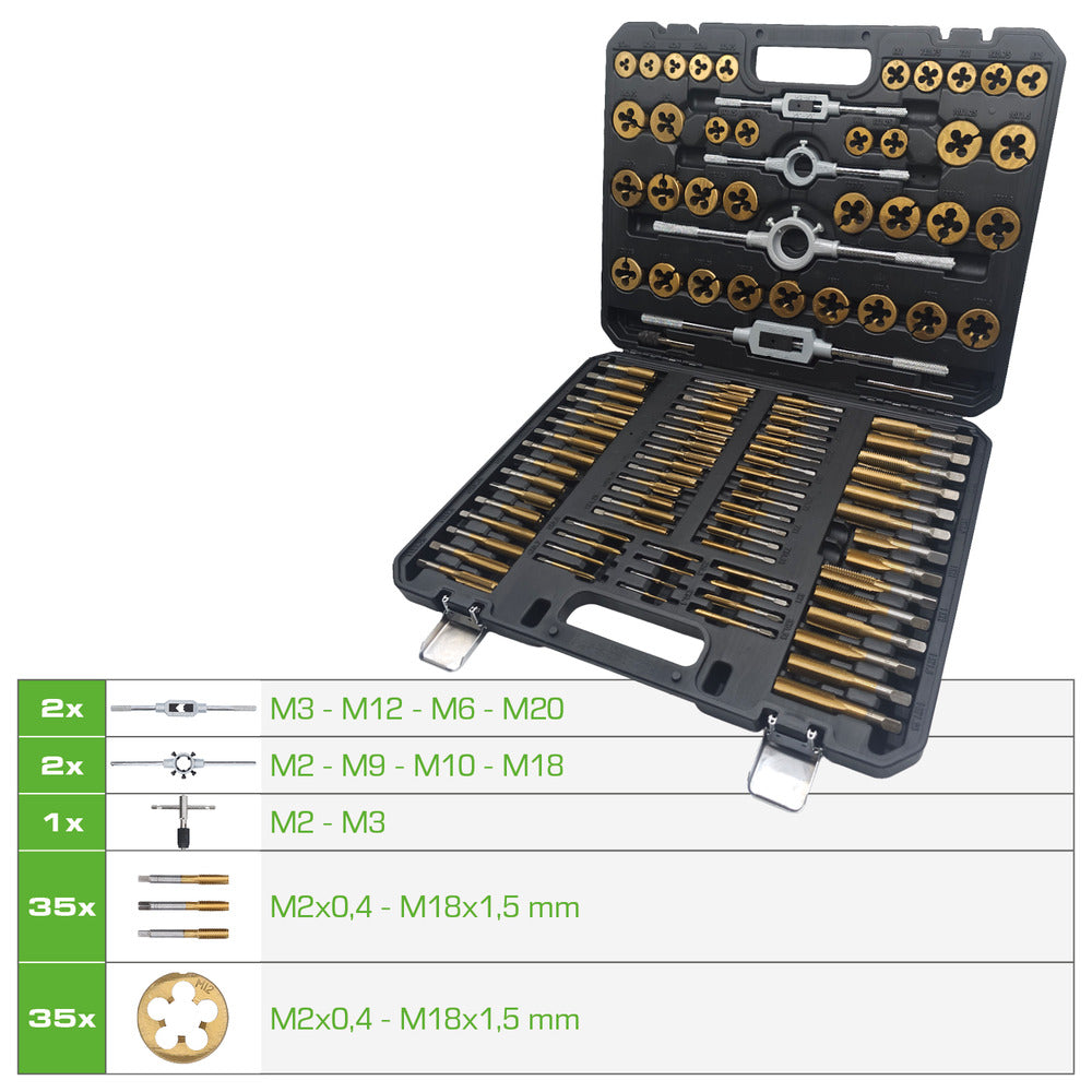 Jeu de tarauds et filières TiN COMPETITION, 110 pcs - KS Tools - 512.5070 COMPETITION