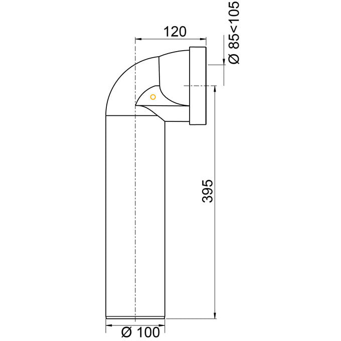 Pipe WC rigide longue coudée mâle Ø100, à coller - Wirquin - 71060101
