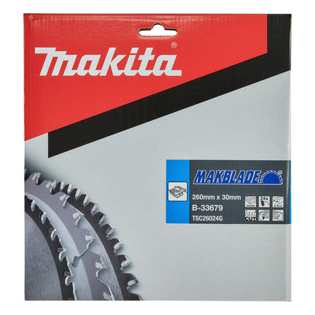 Lame carbure MAKBLADE MAKITA B-33679, pour scies sur table, 260/30/24 Bois