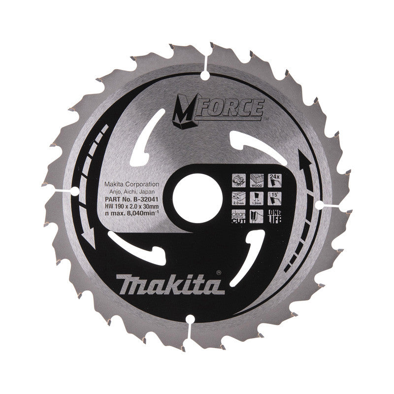 Lame de scie circulaire, MAKITA B-32041 M-Force T.C.T, 190 x 30 mm, 24 dents, pour bois
