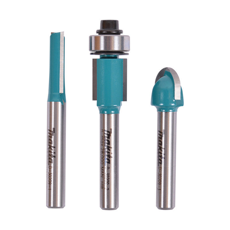 Lot de 3 fraises MAKITA D-30209 queue de 6 mm