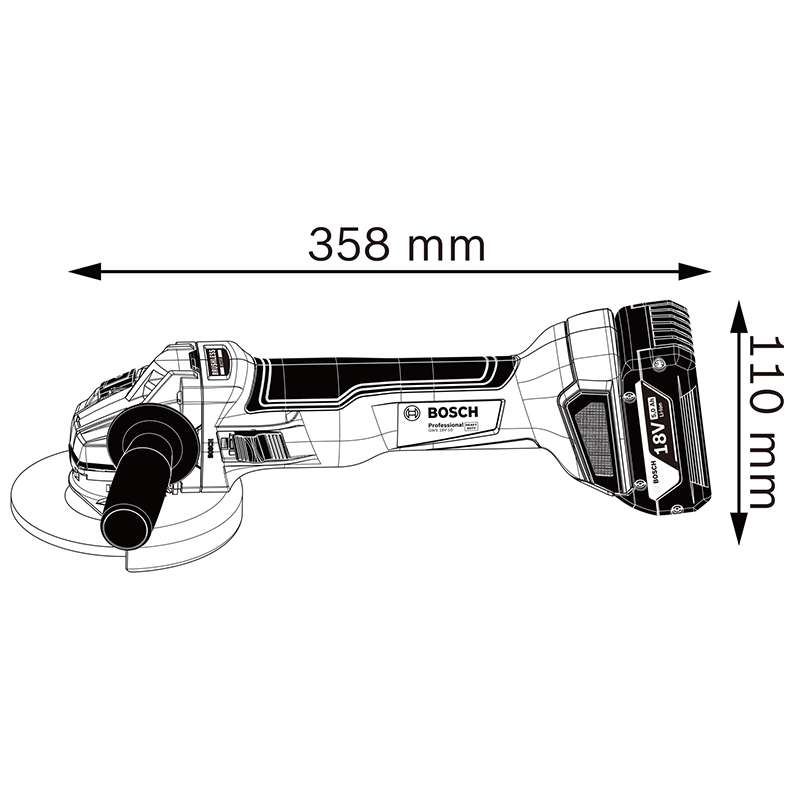 Meuleuse angulaire sans fil BOSCH 06019J4002 - GWS 18V-10 Professional Ø 125mm (vendu sans batterie)
