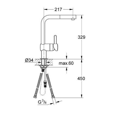Mitigeur évier FLAIR GROHE 32454000 - bec haut - chrome