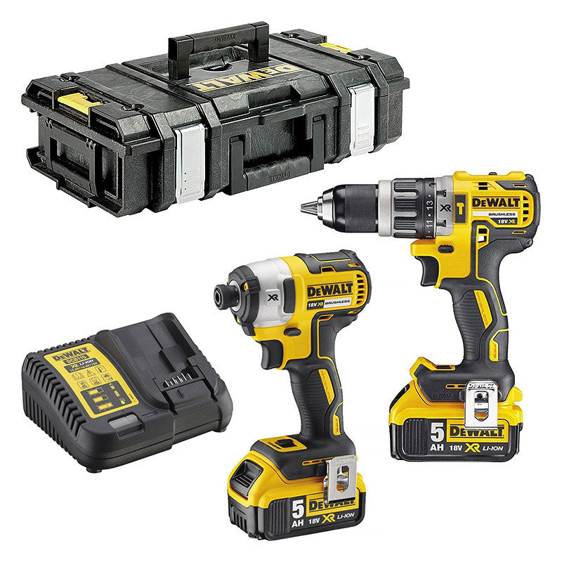 Pack 2 outils 18V DEWALT DCK266P2T-QW : Perceuse-visseuse à percussion DCD796, Visseuse à choc DCF887, 2 batteries 5,0 Ah, coffret T-Stack