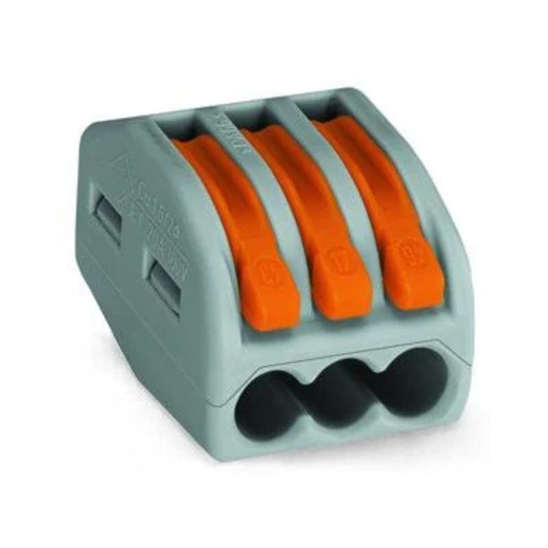 Pack de 15 bornes de connexion rapide à levier WAGO 3 entrées fil souple & rigide - 222-413