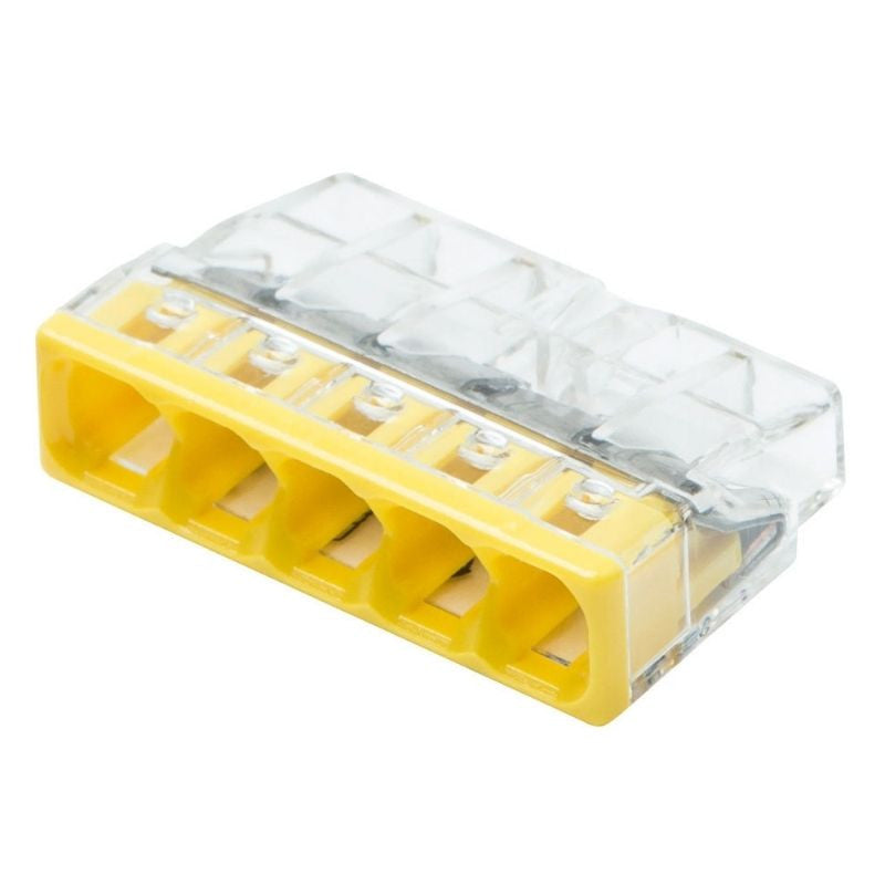 Pack de 50 bornes de connexion rapide à levier WAGO 5 entrées fil rigide - S2273