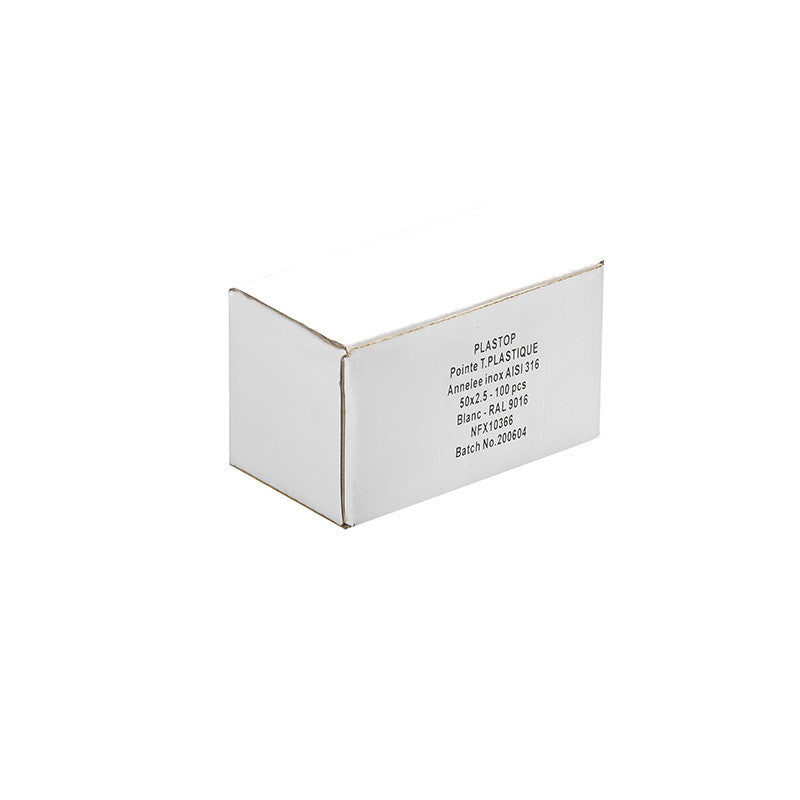 Pointe Plastop Tête Ronde inox A4 NORFIX annelée Ivoire Clair