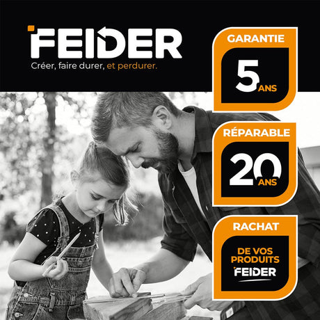 Tarière thermique 52cm³ FEIDER FTTDP52 double poignée - 3 forets 100 / 150 / 200 mm