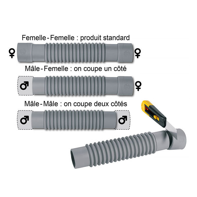 Lot De 20 Raccords D'évacuation Extensibles 32mm (240-640mm) + Joints 40mm - Neuf