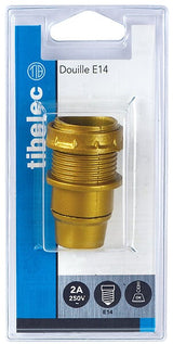 Douille E14 isolée demi filetée bague 35mm or
