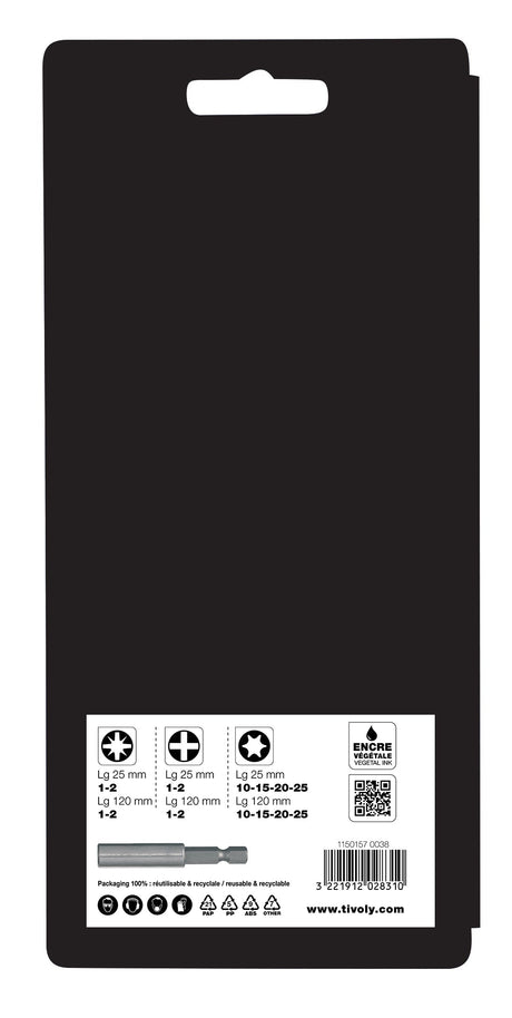 Tivoly   17 pièces -16 embouts extra longs L120mm bagués + 1 porte-embout