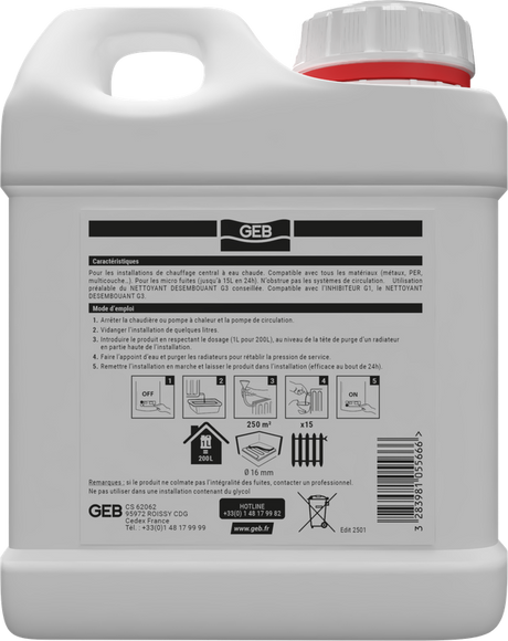 Liquide colmatant universel de micro fuites G4+ GEB pour colmatage des micros fuites 1L