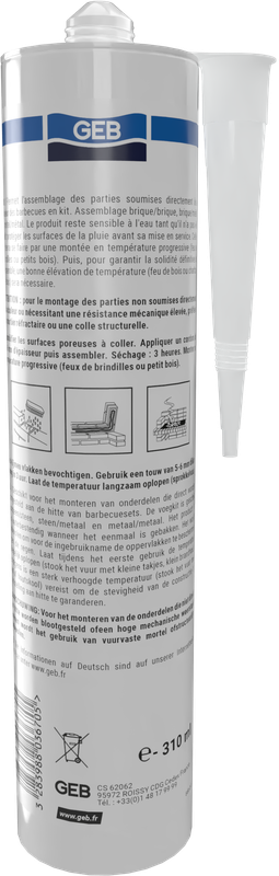 Mastic colle GEB Propfeu spécial barbecue pour les éléments réfractaires 310ml